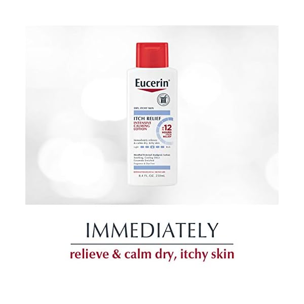 Eucerin Itch Relief Intensive Calming Body Lotion for Dry Itchy Skin, Unscented Lotion with Cooling Menthol and Ceramides, 8.4 Fl Oz Bottle