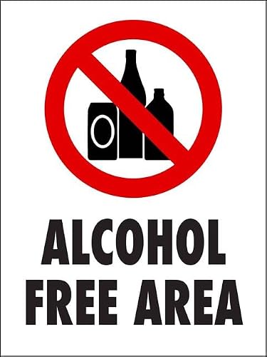 Xewazd A544 8"X12" Rust-Free Aluminum Sign - Alcohol Free Area | Indoor & Outdoor Use For Fence Yard