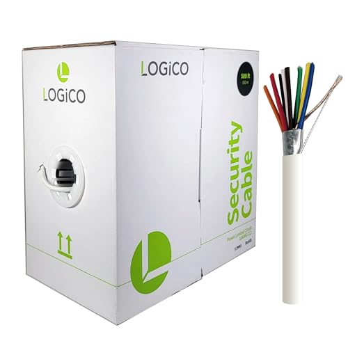 LOGICO shielded security alarm wire, 18/8 500ft, white