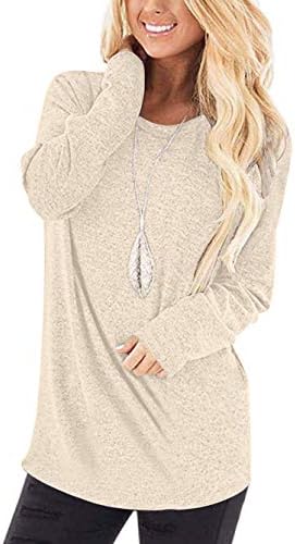 WNEEDU Damen Langarmshirt Lose Casual Pullover Rundhals Leicht Tops | Lockerer Schnitt,Weich & Leicht,Vielseitig kombinierbar für Alltag & Freizeit