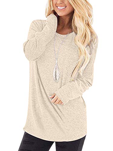 WNEEDU Donna Magliette Maniche Lunghe Casual T-Shirt a Maglia Tunica