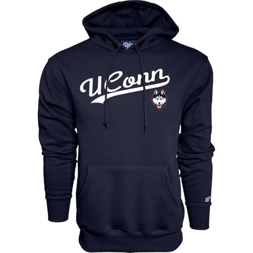 Blue 84 Men's Connecticut Huskies Hoodie Cursive Team Color, Team Color, Large