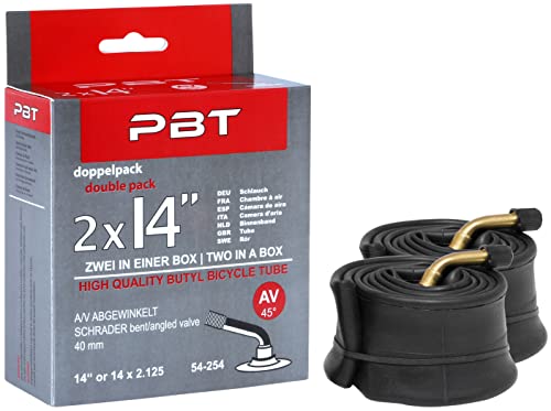 pbt Cámara de aire acodada 2 x 14 pulgadas AV para carritos, scooters y más - 14 x 2.125 - Rosca niquelada - 2021 Cover