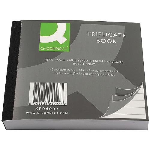 Image of Q-Connect Feint Ruled Triplicate Book 102x127mm