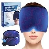 Hilph Adjustable Migraine Relief Cap with Thickened Gel Cold Compress, Headache Relief Cap, Face Cooling Mask Gel Head Wrap for Tension, Stress & Hangover, Soothing Gifts for Women Men Blue