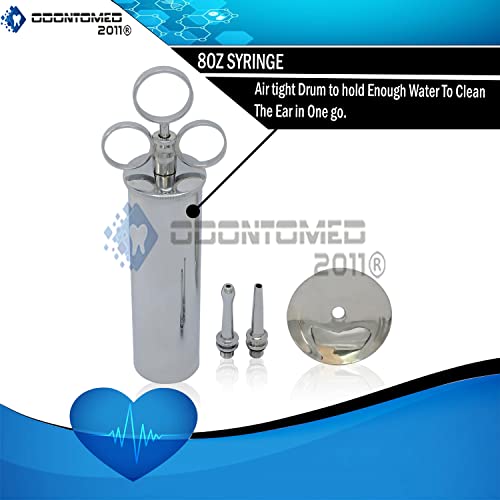 Odontomed2011® Ear Wax Removal Syringe 8 Oz - Brass With Chrome Finish Ideal For Household, Emt, Firefighter, Student, School And Hobby Odm #TOP1