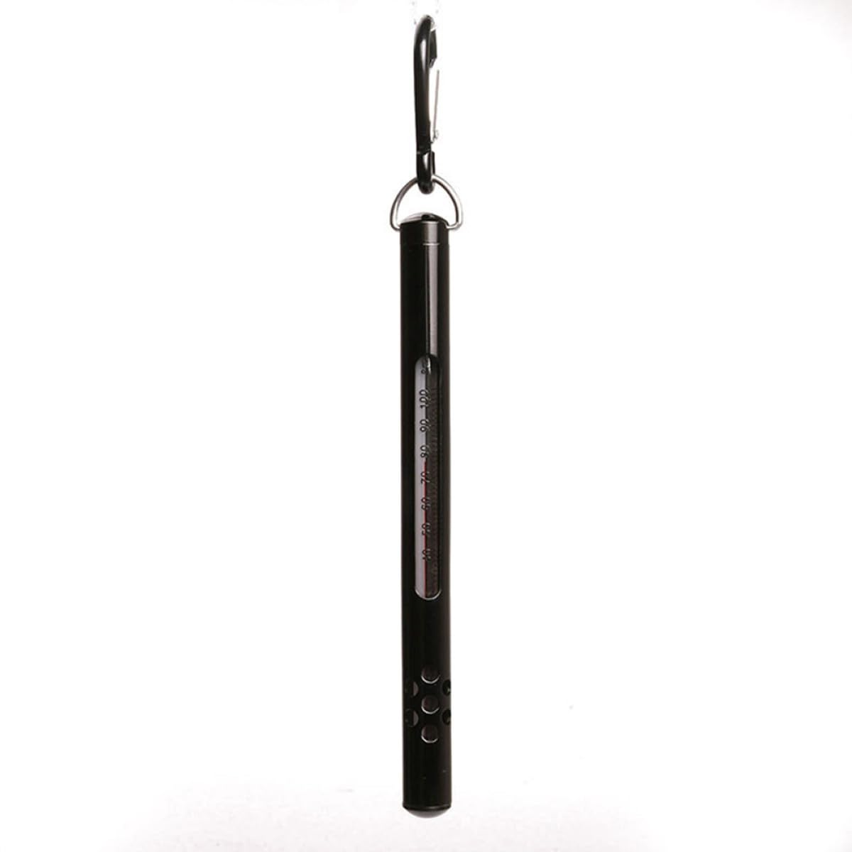 Alasum Fishing Thermometer Water Temperature Gauge Pencil Style Black with Fahrenheit and Celsius for Outdoor Fly Fishing and Stream Measurement