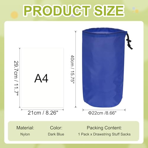 YELARXI Stuff Sack, Nylon Waterproof Storage Sacks Portable Drawstring Dry Stuff Bag Gear Organization with Toggle, 9x16Inch Fit for Backpacking Camping Traveling Hiking(Dark Blue) by YELARXI - Image 2