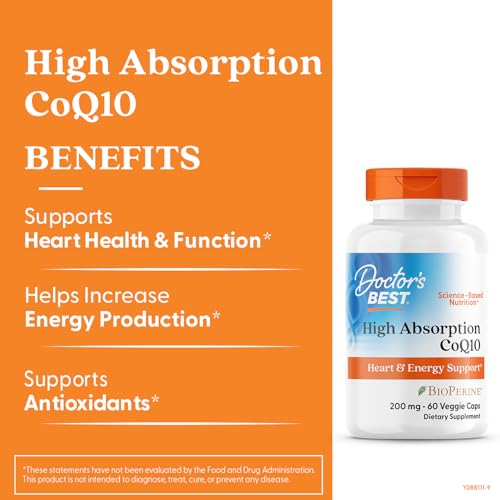 Image of Doctor's Best, High Absorption CoQ10 with BioPerine, 200 mg, 60 Veggie Caps