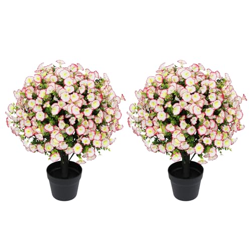 Aoutyers 24" Artificial Potted Plants Outdoor, Faux Flowers UV Resistant