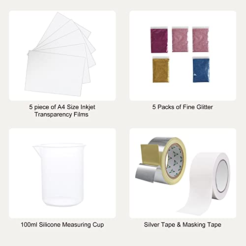 VEVOR Screen Printing Kit, 3 PCS Aluminum Silk Screen Printing Frames, 5 Glitters and Screen Printing Squeegees and Transparency Films, 6x10/8x12/10x14inch 110 Count Mesh, for DIY T-Shirts Printing by VEVOR - Image 4