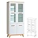 Produktbild Furniture24 Vitrine Sven Sv3 Schrank Wohnzimmerschrank Vitrinenschrank 4 Türiger Skandinavish Still Kiefer Weiß