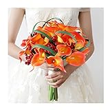 Hochzeitssträuße für Braut Blumensträuße für Braut Calla-Lilie Künstlicher Brautstrauß für Boho Rustikale Zeremonie Jubiläum Orange