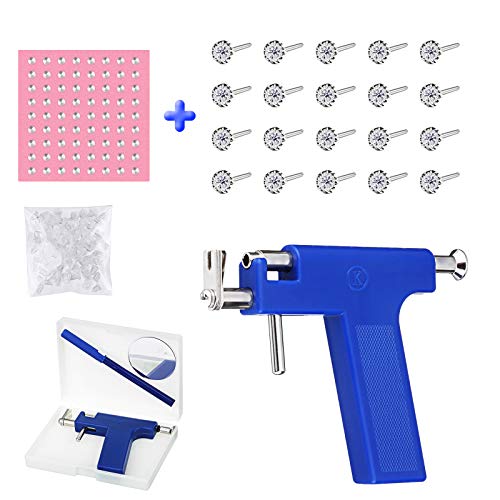 Ear Piercing Tool,CAMTOA Ear Piercing Tool Set, Ear Nose Navel Piercing Machine with 98Pcs Ears Studs, Professional Painless Body Hole Piercing Tool, Stainless Steel Body Piercing Tool Kit