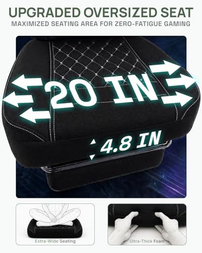 Image of Dowinx Gaming Chair Breathable Fabric Game Chair with Gel Pad and Storage Bag, Comfortable Gamer Chair with Pocket Spring Cushion, Ergonomic Computer Chair with Footrest, Black