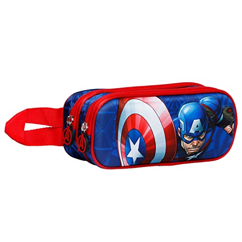 Marvel Capitán América Patriot, Estuche Portatodo 3D Doble, Multicolor