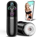 Beheizter Sex Spielzeug für die Männer Masturbator, Masturbieren für Männer 10 Vibrations & 7 Stoß & 5 Saugmodi, Zungenleck Taschenmuschi Sexspielzeug Masturbatoren, App-Steuerung Sex Toys Penispumpe