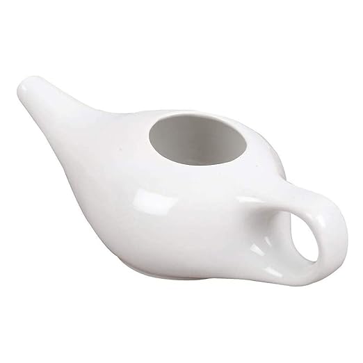 PAXMAX White Porcelain Ceramic Neti Pot for Nasal Cleansing Sinus and Passages