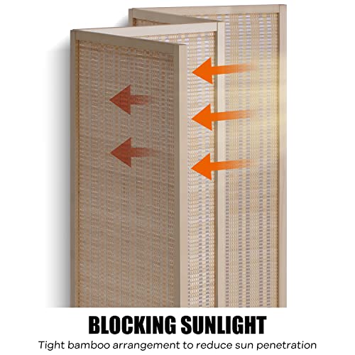 6FT Room Divider 4 Panel, Wall Divider Wood Screen Privacy Screen Seperating Divider Handwork Bamboo Folding Portable for Home Bedroom, Natural - Thumbnail 2