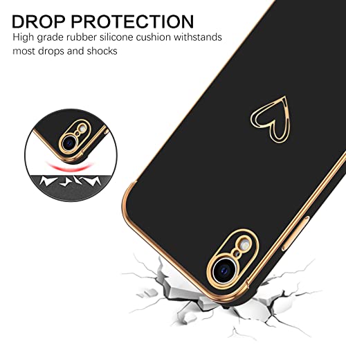 Bentoben Iphone Xr Case, Iphone Xr Phone Case, Cute Heart Pattern Slim Fit Soft Flexible Shockproof Tpu Bumper Protective Women Girls Boys Men Non-Slip Lightweight Cover For Iphone Xr 6.1“ 2018, Black #TOP2