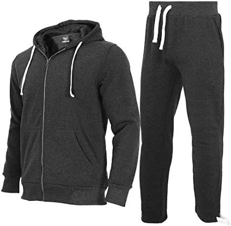 R RAMBLER 1985 Tracksuit for Big and Tall Men sportwear fleece hoodie Outfit Heavyweight Athletic Sweatsuits Jogging Suits Set(Charcoal Grey,2XL)