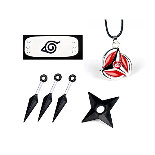 Kit d'accessoires Anime Ninja Bandeau Konoha en plastique Kunai collier pendentif cosplay pour hommes, femmes et fans, Plastique Cover