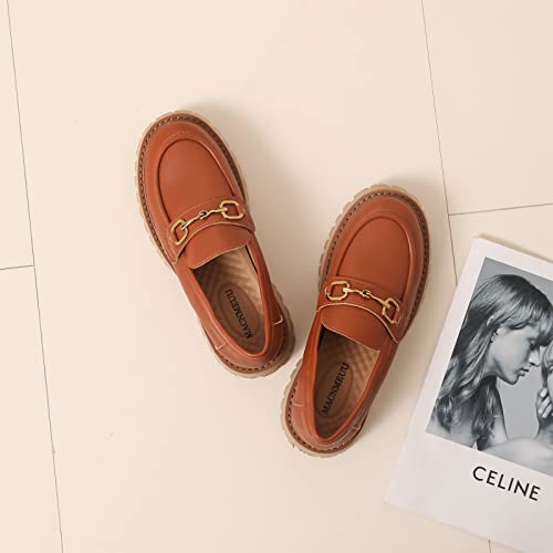 Image of Platform Loafers for Women Chunky Heel Lug Sole Loafers Slip ons Round Toe