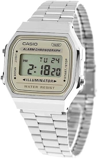 Casio A168WA-8AY Vintage Chippukashi Quartz Mens Watch, LCD, Bracelet Type