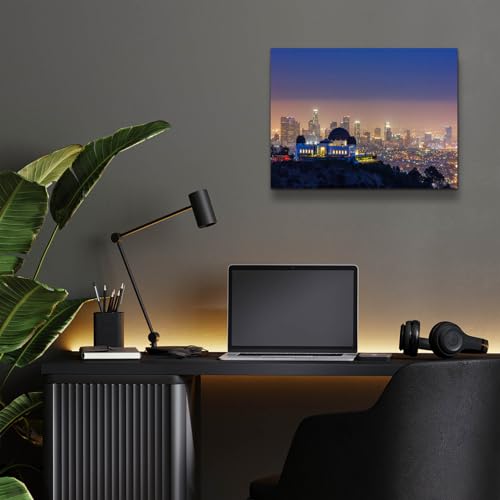 Epic Art 'L A Skyline With Griffith Observatory' by Toby Harriman Visuals, Acrylic Glass Wall Art, 16"x12" by Epic Art - Used condition - Image 6