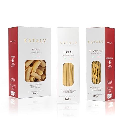 Eataly Dinner for Two Pasta Bundle Pack- Linguini, Antichi Fusilli & Rigatoni 3-500g (17 oz.) Boxes- 1 Each