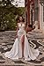 Zeeyecie Ivory Strapless Satin Wedding Dresses 2025 V-Neck Mermaid Lace Applique Sparkly Bridal Gown for Bride with Detachable Train US16W