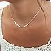 Annika Bella Silver Choker Necklace, Length 13-16 Inches, 925 Sterling Disc Bar Necklace, Waterproof, Handmade Jewelry for Women