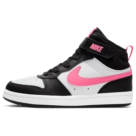 Nike Little Kids' Court Borough Mid 2 Shoes, Black/Sunset Pulse-White, 12C