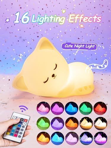 Lampka nocna dla dzieci, dekoracja Kawaii, 16 kolorów, światło do karmienia piersią, możliwość ściemniania, ładowanie przez USB