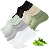 inaWarm Bambus 6 Paar Füsslinge Damen, Atmungsaktiv Füßlinge, Unsichtbare No Show Sneaker Socken mit Rutschfest Silikon Mehrfarbig S