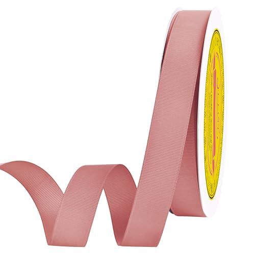 LEEQE Dusty Pink Grosgrain Ribbon 7/8 inch X 50 Yards Dusty Pink Ribbon for Gift Package Wrapping Wreath Baby Shower and Other Projects