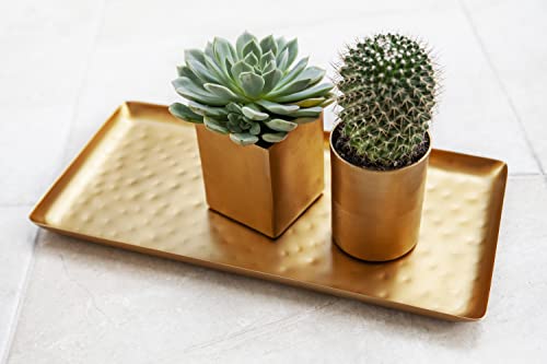 Alchemade Small Round Brass Planter With Split Smooth And Brushed Finish (3.25" X 4.25") - Round Decorative Metal Pot For Succulents, Cactus, Plants, Flowers - Décor For Office, Home Or School #TOP4