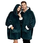 PZL CONCEPT Plaid Pull Sweat à Manche Extra Large, Capuche et Poche – Taille Unique 118 x 85 cm -Homme et Femme – Intérieur Blanc Sherpa (Bleu)