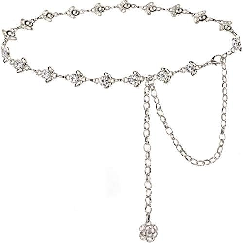 Suyi Chain Belts for Women Rhinestone Waist Chain for Dress