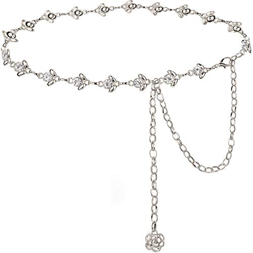 Ceinture en chaîne pour femme Suyi en alliage et strass pour robe 105cm