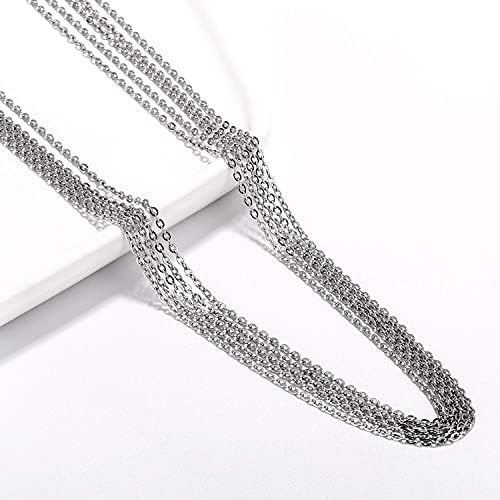 Wholesale 12 PCS Genuine Stainless Steel Fine Cable Chain Necklace Chains Bulk for Jewellery Making 18-30 Inches (26inch 2mm)