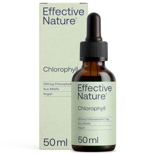 effective nature - Liquid Chlorophyll Tropfen aus Alfalfa - 50 ml - Ohne Konservierungsstoffe - Besonders Natürliches, Flüssiges Chlorophyll