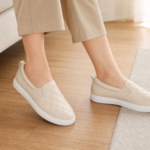 Scutnpunks Slip On Shoes Women Loafers Comfort Leather Soft Casual Beige 10 by Scutnpunks - Used condition - Image 2