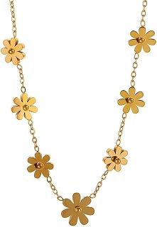 Aaishwarya 18K Gold Waterproof Floral Chain Necklace with Daisy Charms | Anti Tarnish Adjustable Chain | Gift for Women an... Price In India