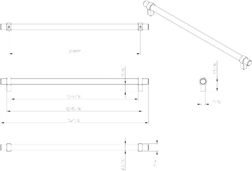 Jeffrey Alexander 5319SN Key Grande 14-1/8" L Bar Cabinet Pull - 319 mm Center-to-Center in Satin Nickel