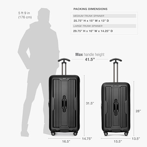 Image of Traveler's Choice Ultimax II Ultimax II Polycarbonate Hardside Luggage with Spinner Wheels, Matte Black, 31-Inch Large Trunk, Ultimax II Polycarbonate Hardside Luggage With Spinner Wheels