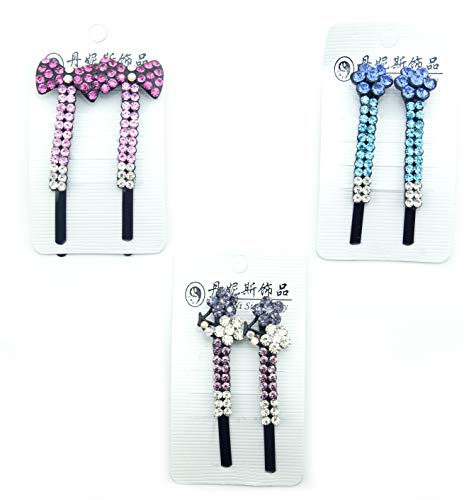 Barrettes filles cristal Hand® anti-glisse 3 paires couleurs assorties