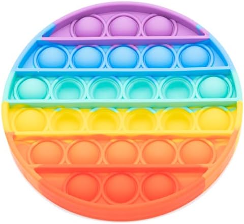 TANNESS Circle Pop Up Fidget Push Toy Stress Relieving Sensory Autism Anxiety Special Needs Development Soothing Colourful For Kids Children and Adults Bubbles Design (Rainbow)