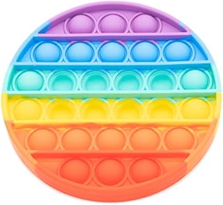 TANNESS Circle Pop Up Fidget Push Toy Stress Relieving Sensory Autism Anxiety Special Needs Development Soothing Colourful For Kids Children and Adults Bubbles Design (Rainbow)