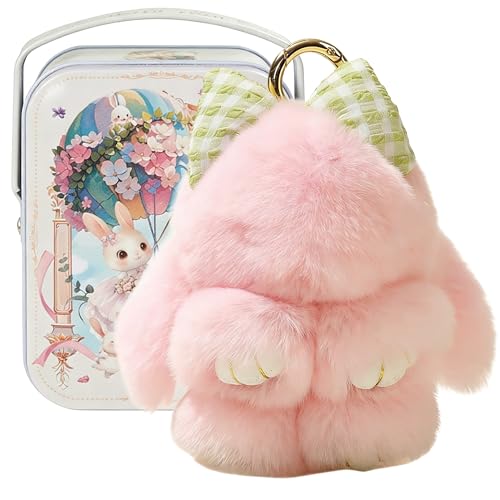 Image of GACTIVITY Handmade Soft Bunny Keychain with Tin Box, Cute Keychain Gift, Soft Bunny Keychain Accessories for Women